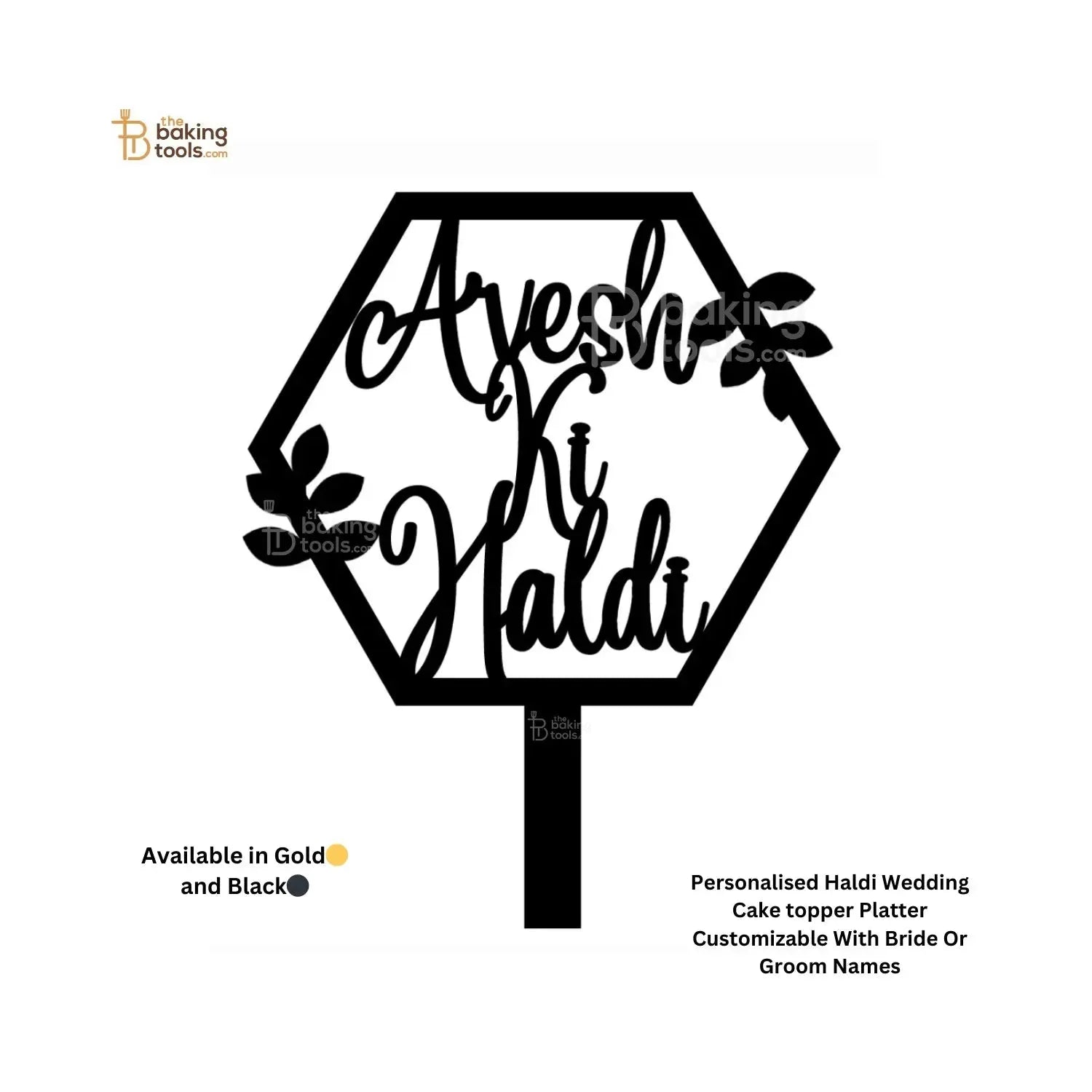 Personalised Haldi Wedding Cake topper Platter Customizable With Bride Or Groom Names - (NO COD) - thebakingtools.com